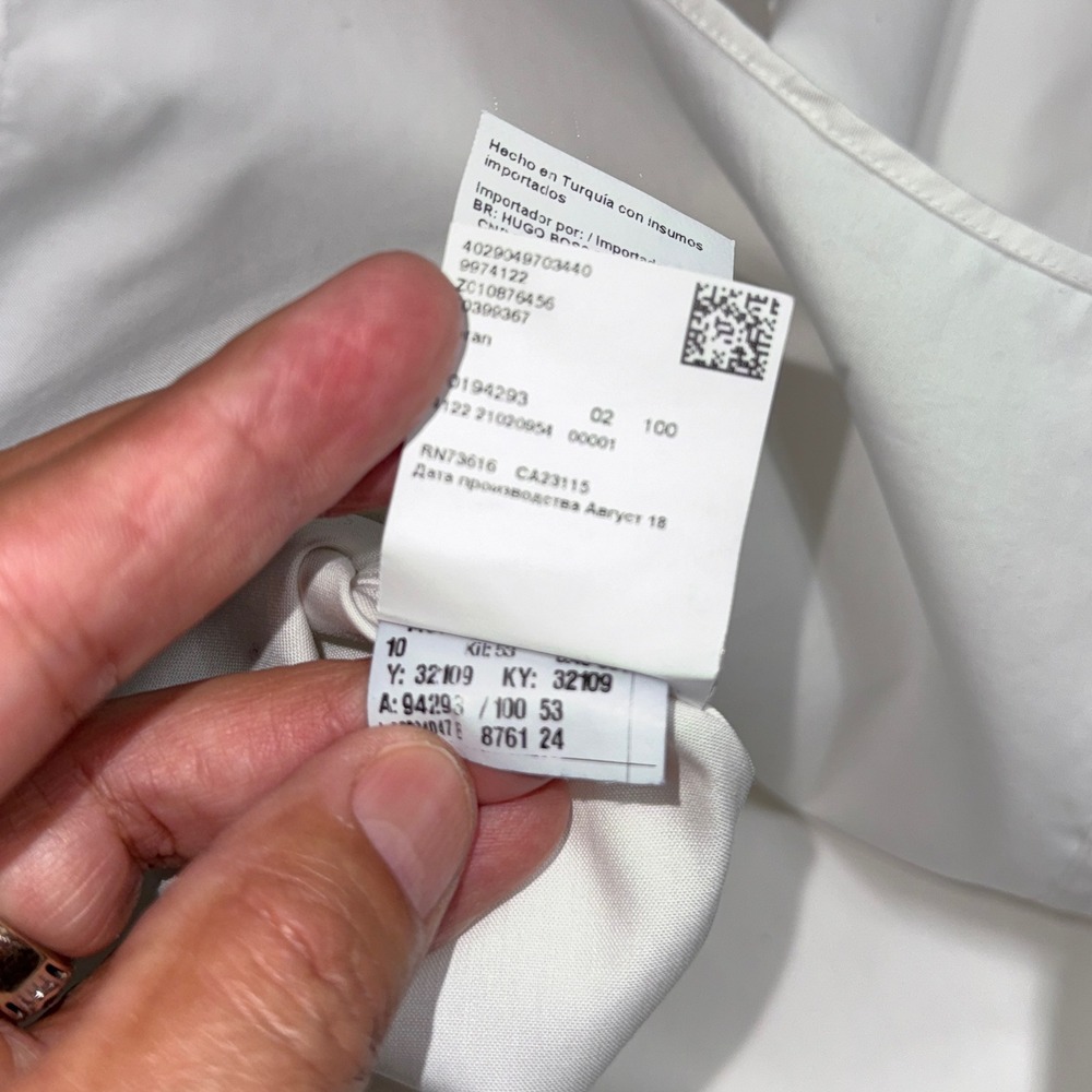 Hugo Boss Slim Fit Wing Collar Tuxedo Shirt White Getzner Fabric Size 38 15 - Picture 12 of 14